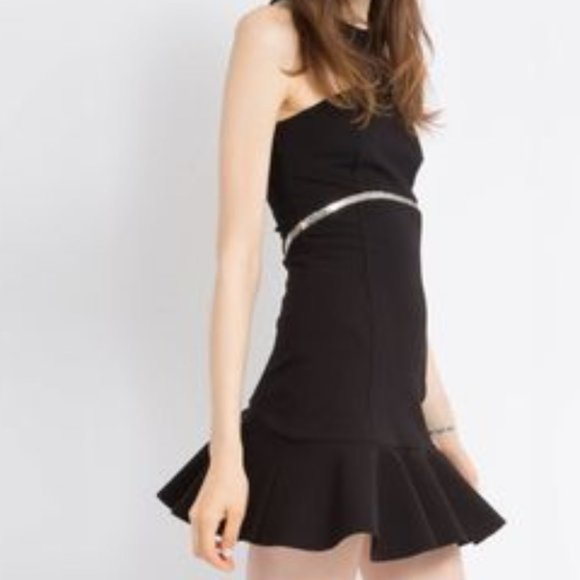Maje Fit and Flair Black Party Cocktail Mini Dress NWT